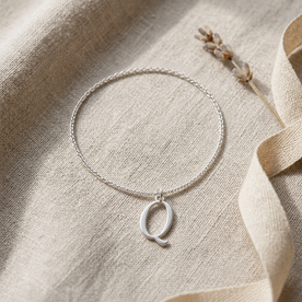 Q Bracelet | Initial & Letter Q Charm, Gold & Silver
