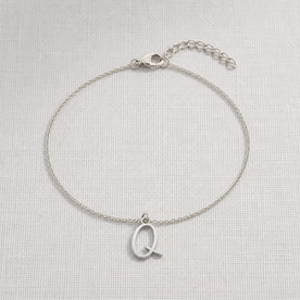 Q Bracelet | Initial & Letter Q Charm, Gold & Silver