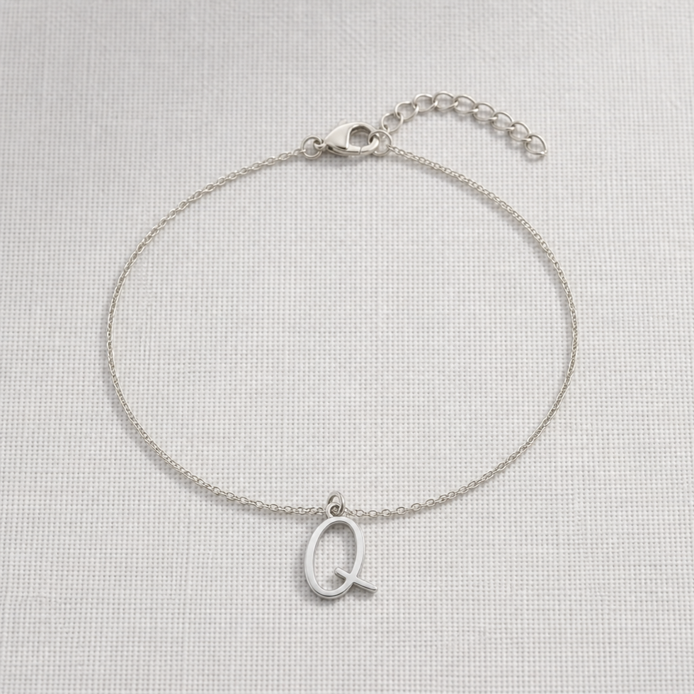 Q Bracelet | Initial & Letter Q Charm, Gold & Silver