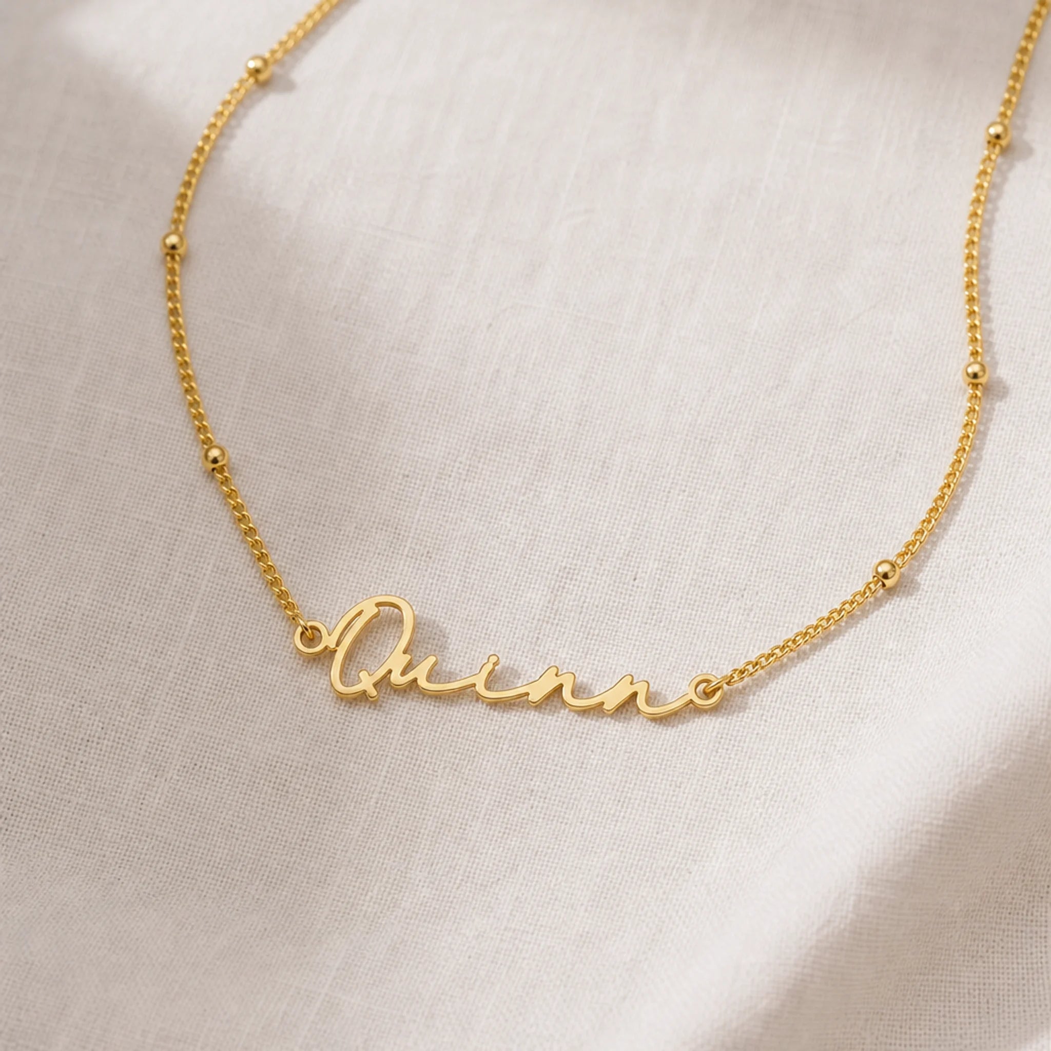 Quinn Name Necklace | 18ct Gold, Silver & Vermeil | Ready to Ship