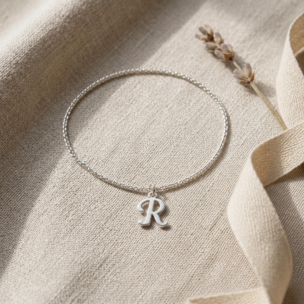 R Bracelet | Initial & Letter R Charm, Gold & Silver