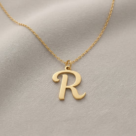 R Necklace | Initial & Letter R Pendant, Gold & Silver