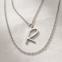 R Necklace | Initial & Letter R Pendant, Gold & Silver