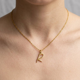R Necklace | Initial & Letter R Pendant, Gold & Silver