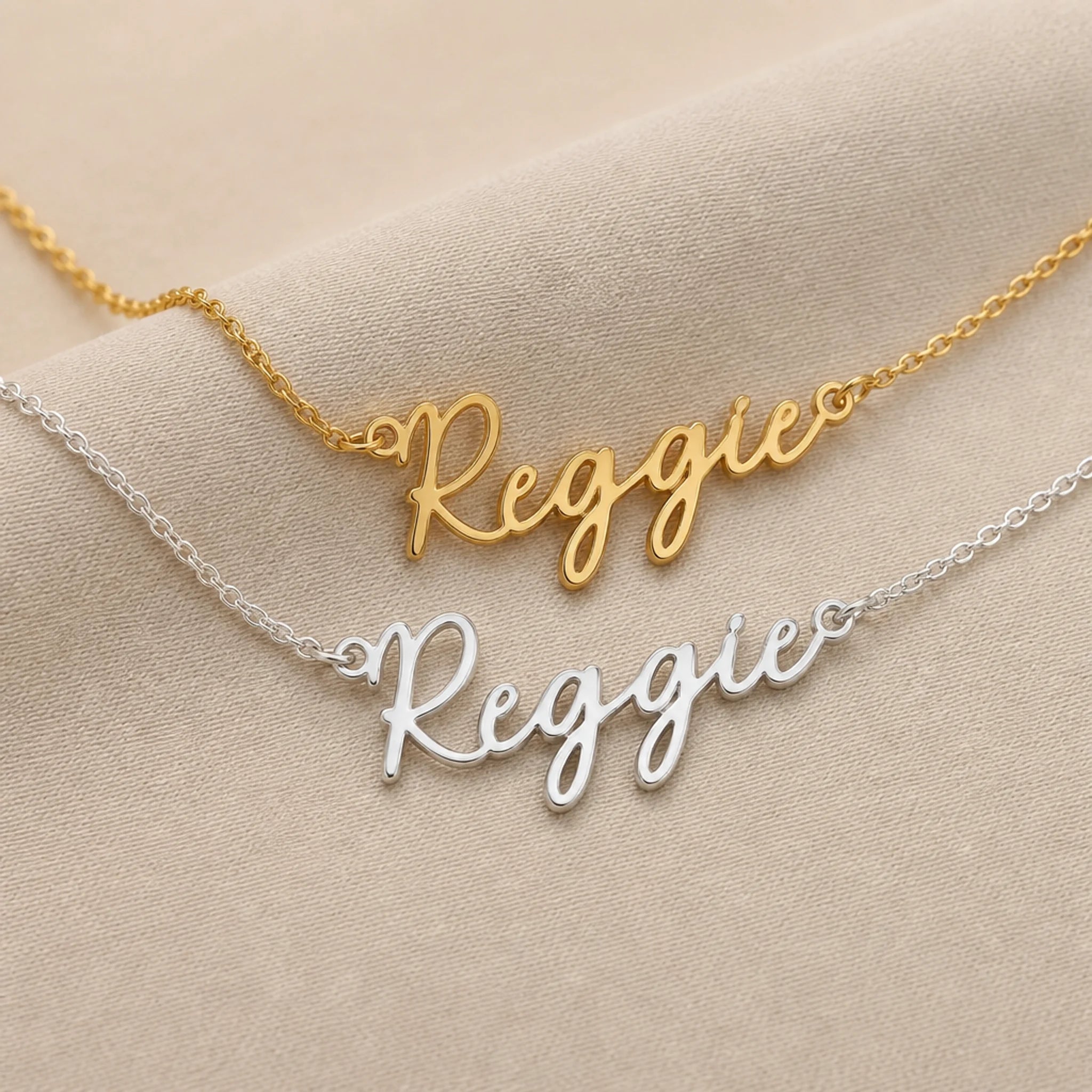 Reggie Name Necklace | 18ct Gold, Silver & Vermeil | Ready to Ship