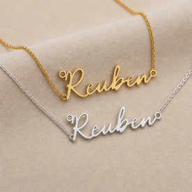 Reuben Name Necklace | 18ct Gold, Silver & Vermeil | Ready to Ship