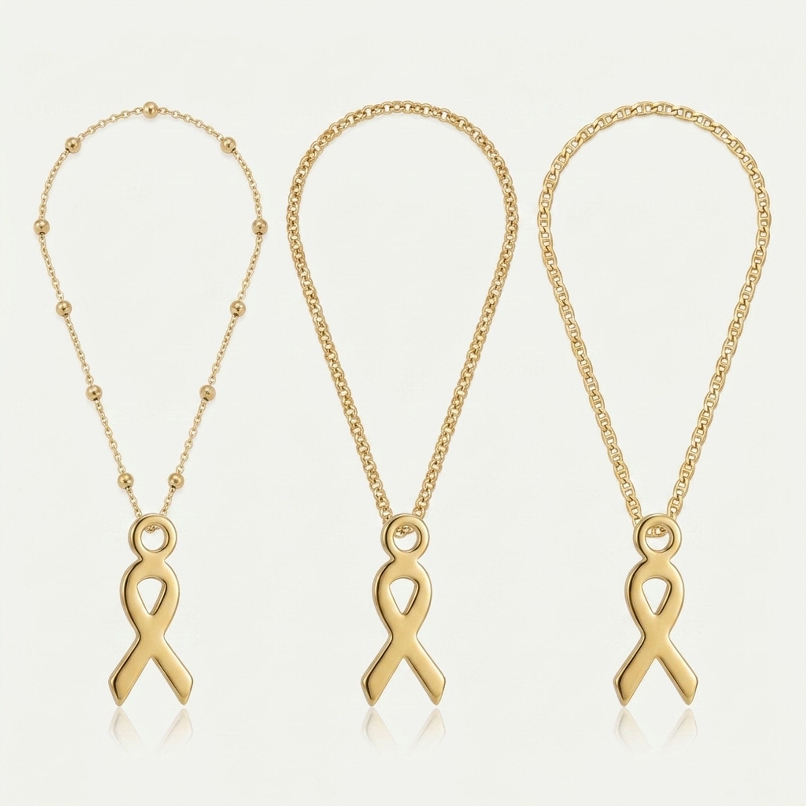 Ribbon Charm Necklace & Bracelet