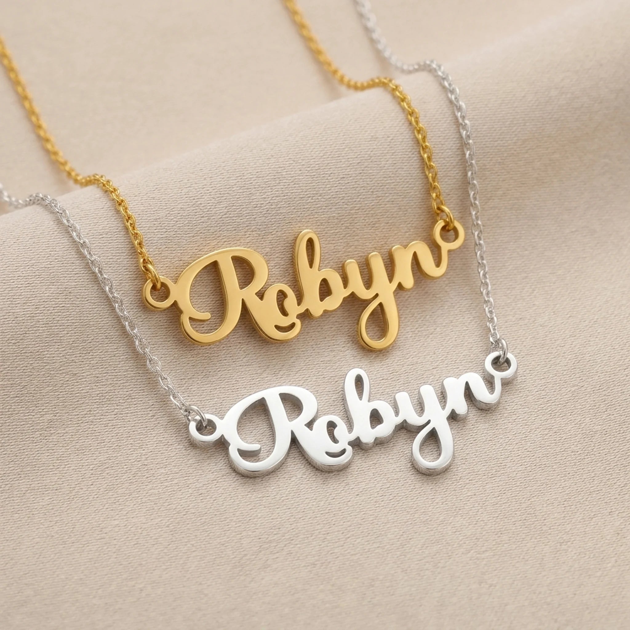 Robyn Name Necklace | 18ct Gold, Silver & Vermeil | Ready to Ship