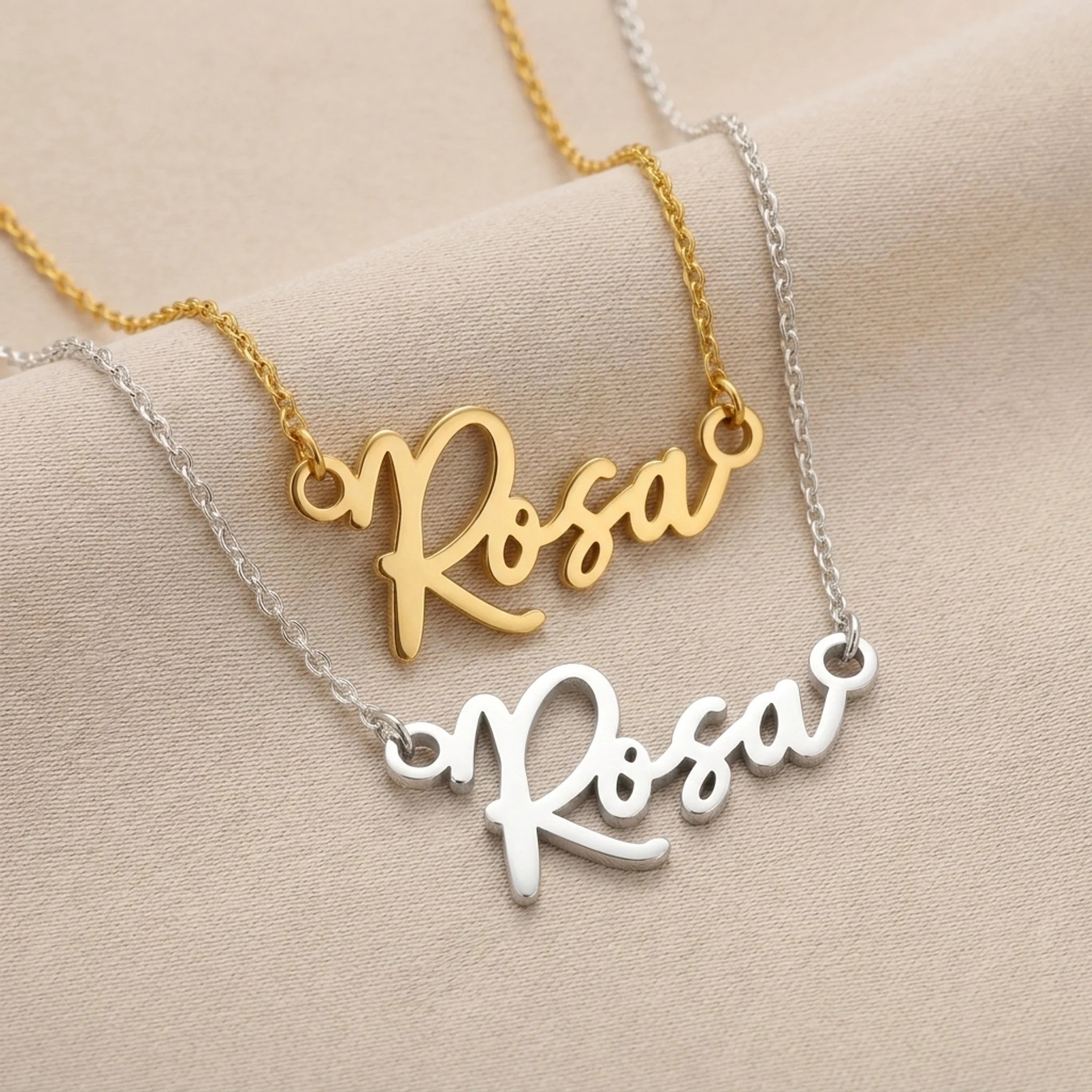 Rosa Name Necklace | 18ct Gold, Silver & Vermeil | Ready to Ship