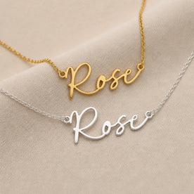 Rose Name Necklace | 18ct Gold, Silver & Vermeil | Ready to Ship