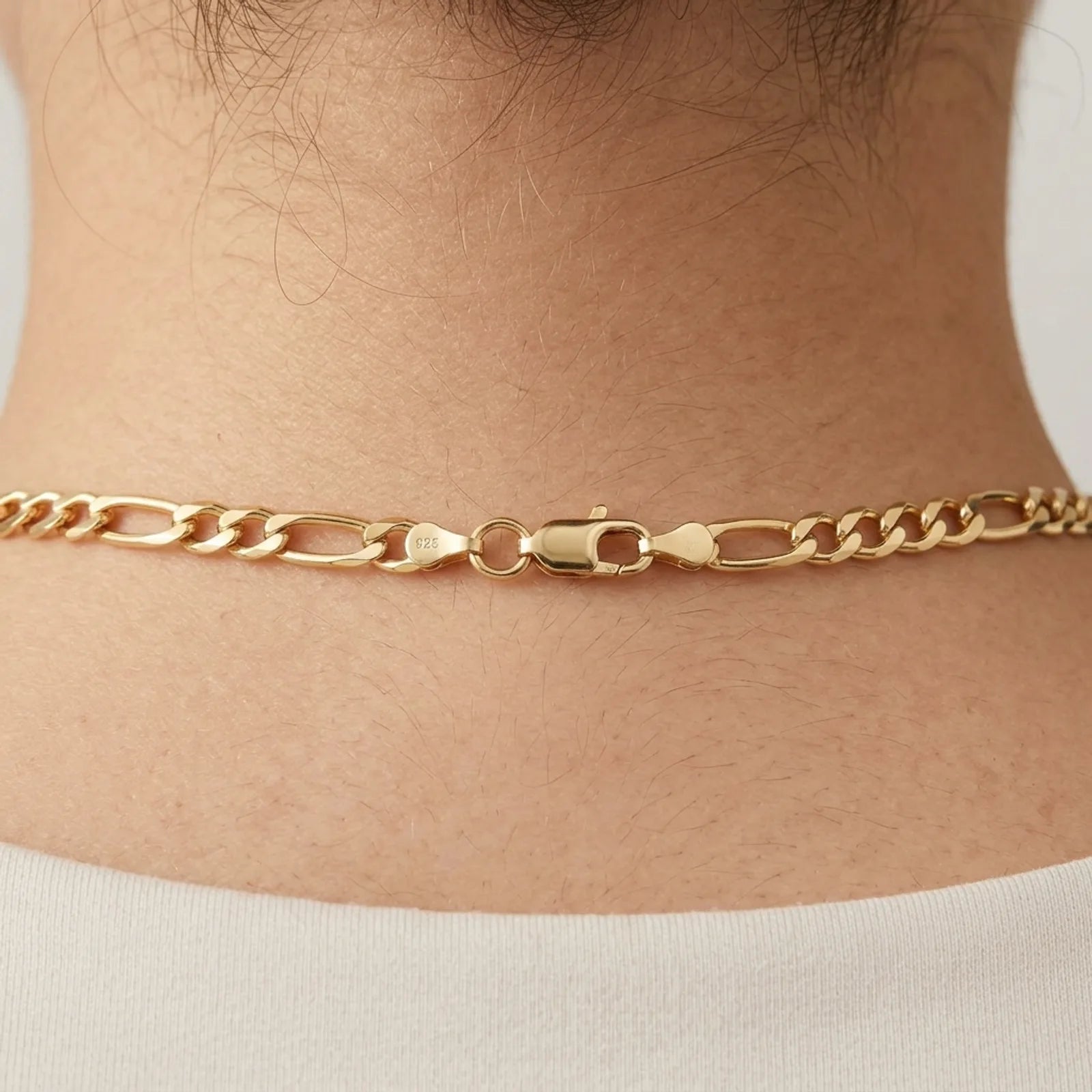 Round & Oval Link Chain Necklace in 18k Yellow Gold & 925 Sterling Silver