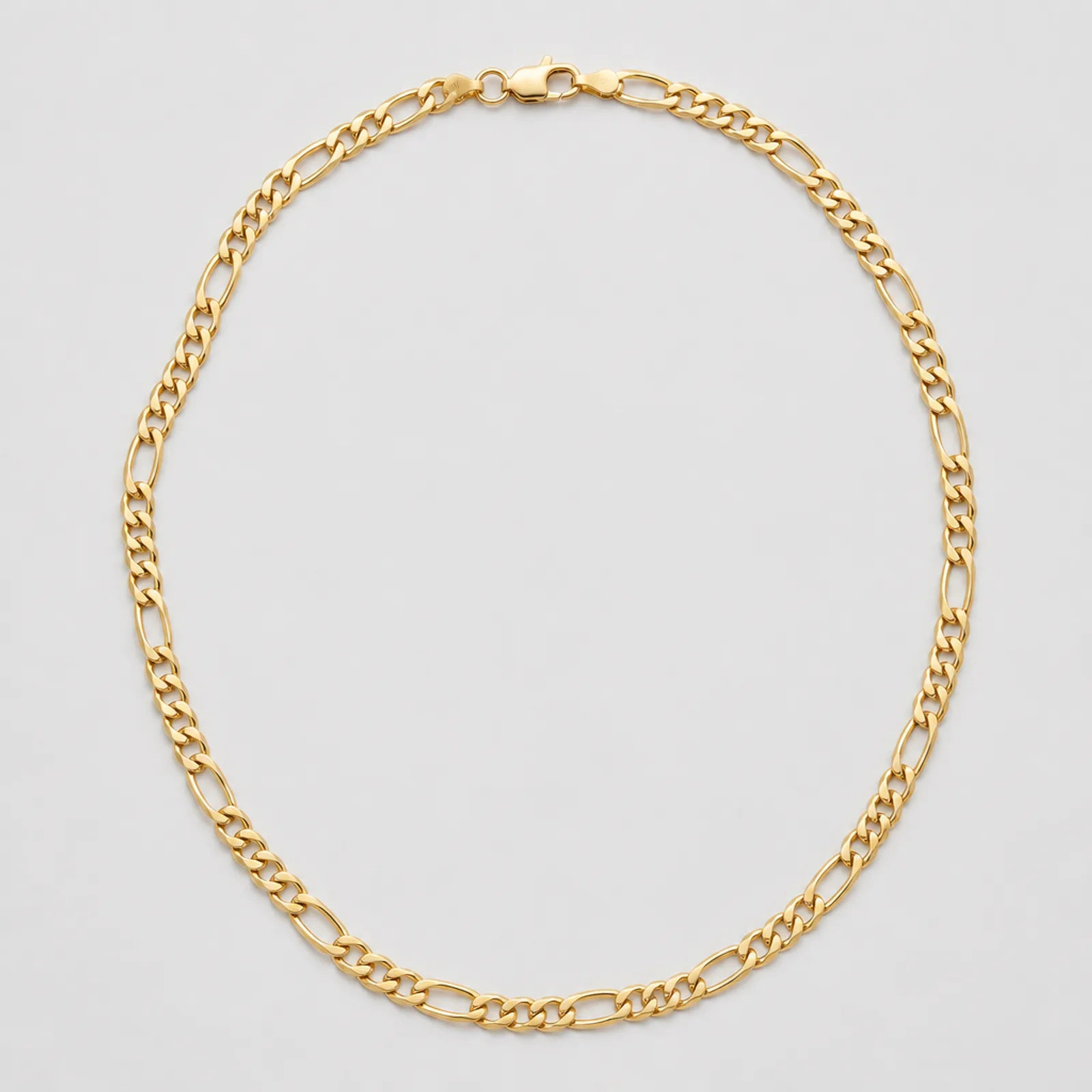 Round & Oval Link Chain Necklace in 18k Yellow Gold & 925 Sterling Silver