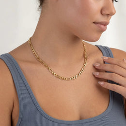 Round & Oval Link Chain Necklace in 18k Yellow Gold & 925 Sterling Silver