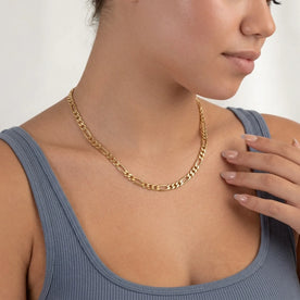 Round & Oval Link Chain Necklace in 18k Yellow Gold & 925 Sterling Silver