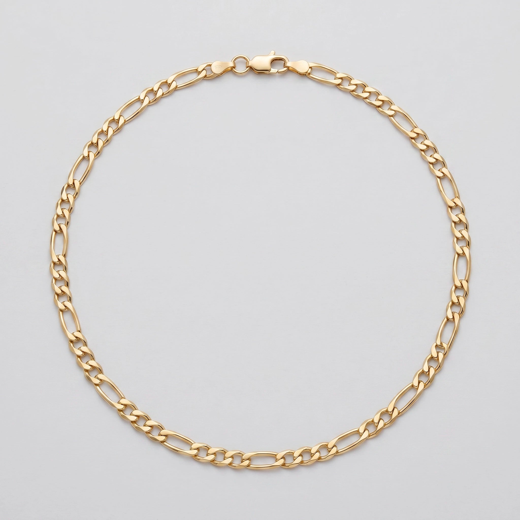 Round & Oval Link Chain Necklace in 18k Yellow Gold & 925 Sterling Silver