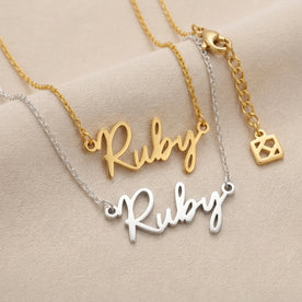 Ruby Name Necklace | 18ct Gold, Silver & Vermeil | Ready to Ship