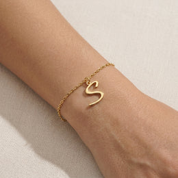 S Bracelet | Initial & Letter S Charm, Gold & Silver