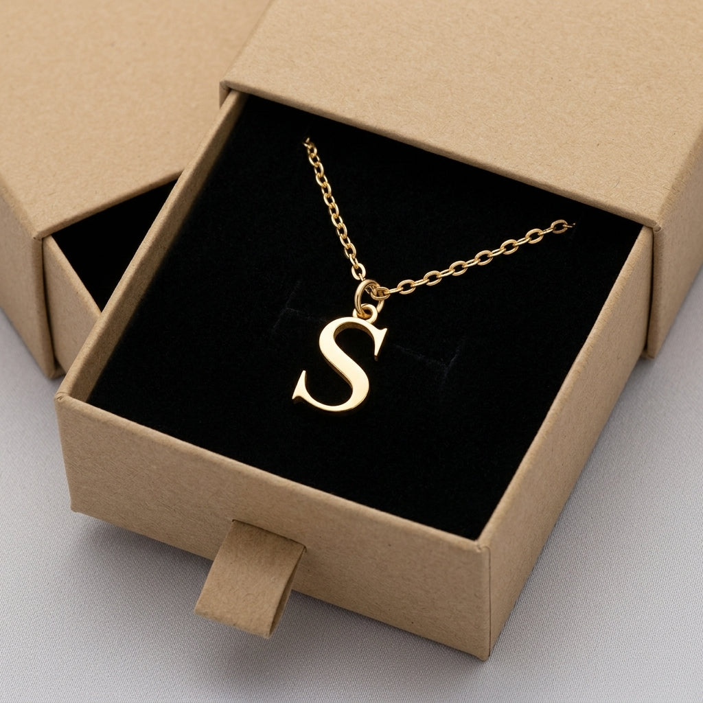 S Necklace | Initial & Letter S Pendant, Gold & Silver