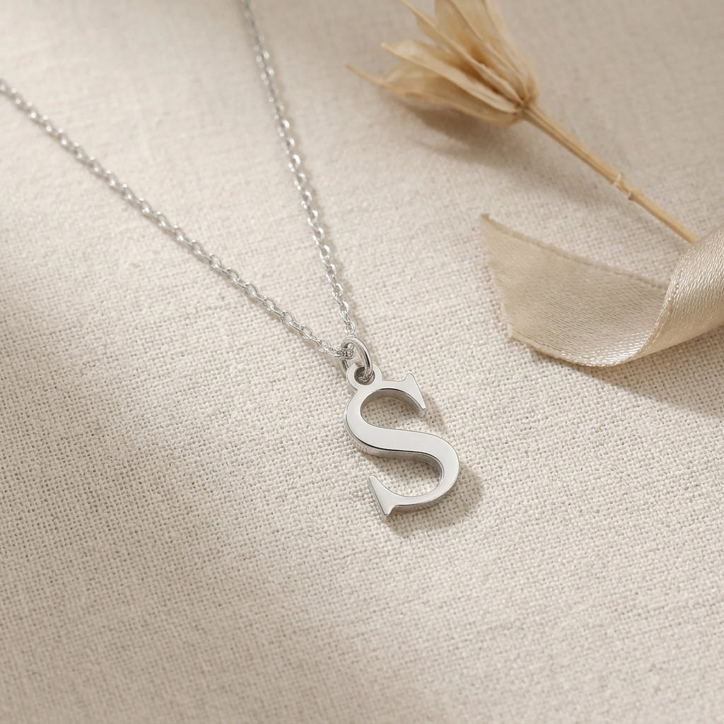 S Necklace | Initial & Letter S Pendant, Gold & Silver