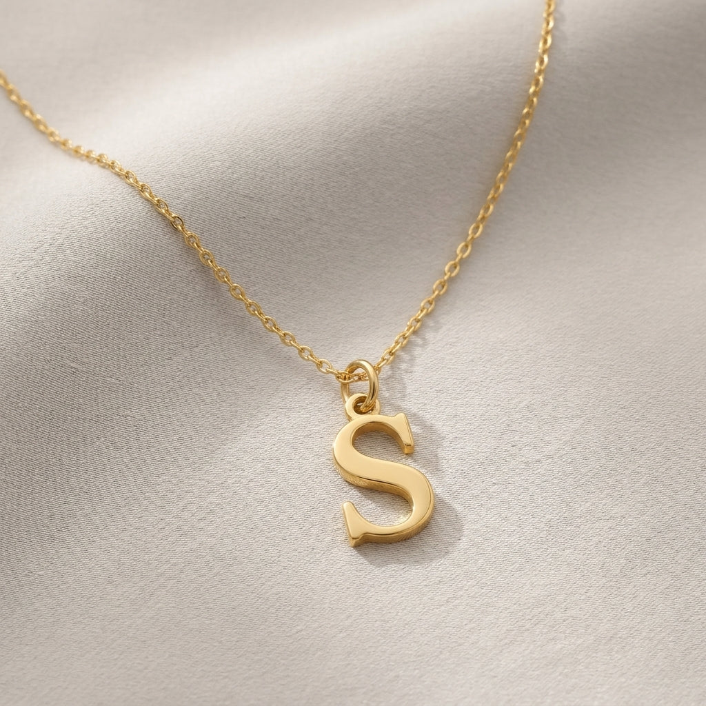 S Necklace | Initial & Letter S Pendant, Gold & Silver