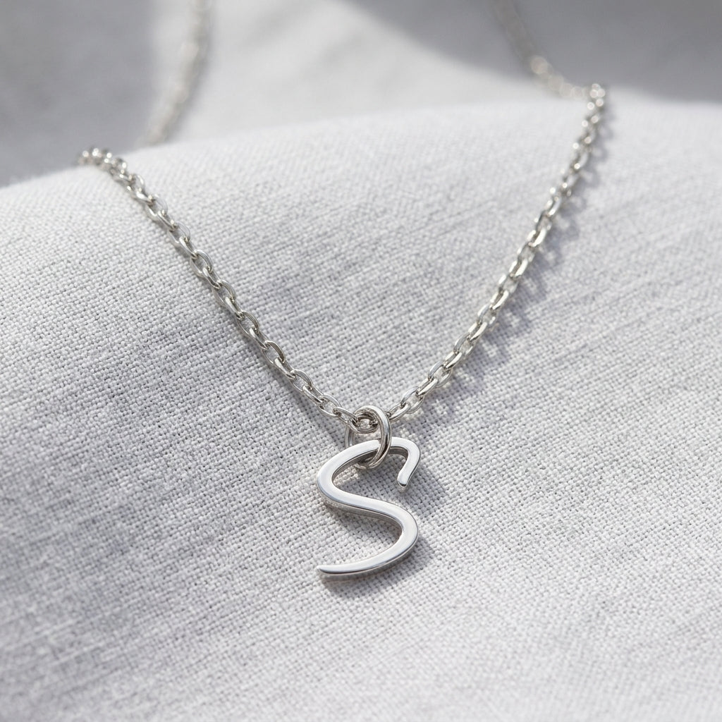 S Necklace | Initial & Letter S Pendant, Gold & Silver