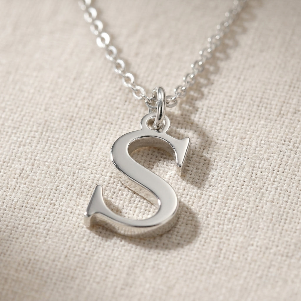 S Necklace | Initial & Letter S Pendant, Gold & Silver