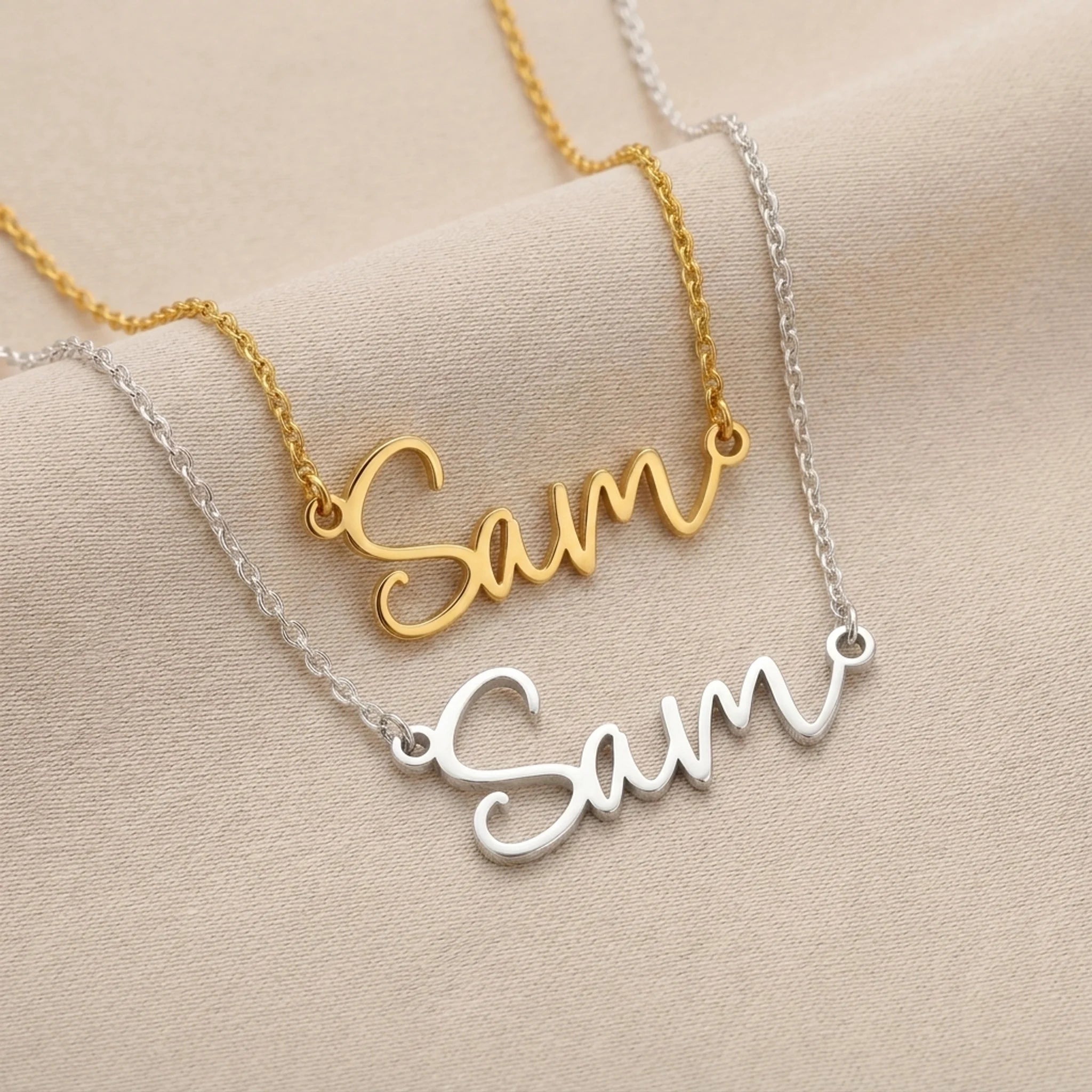 Sam Name Necklace | 18ct Gold, Silver & Vermeil | Ready to Ship