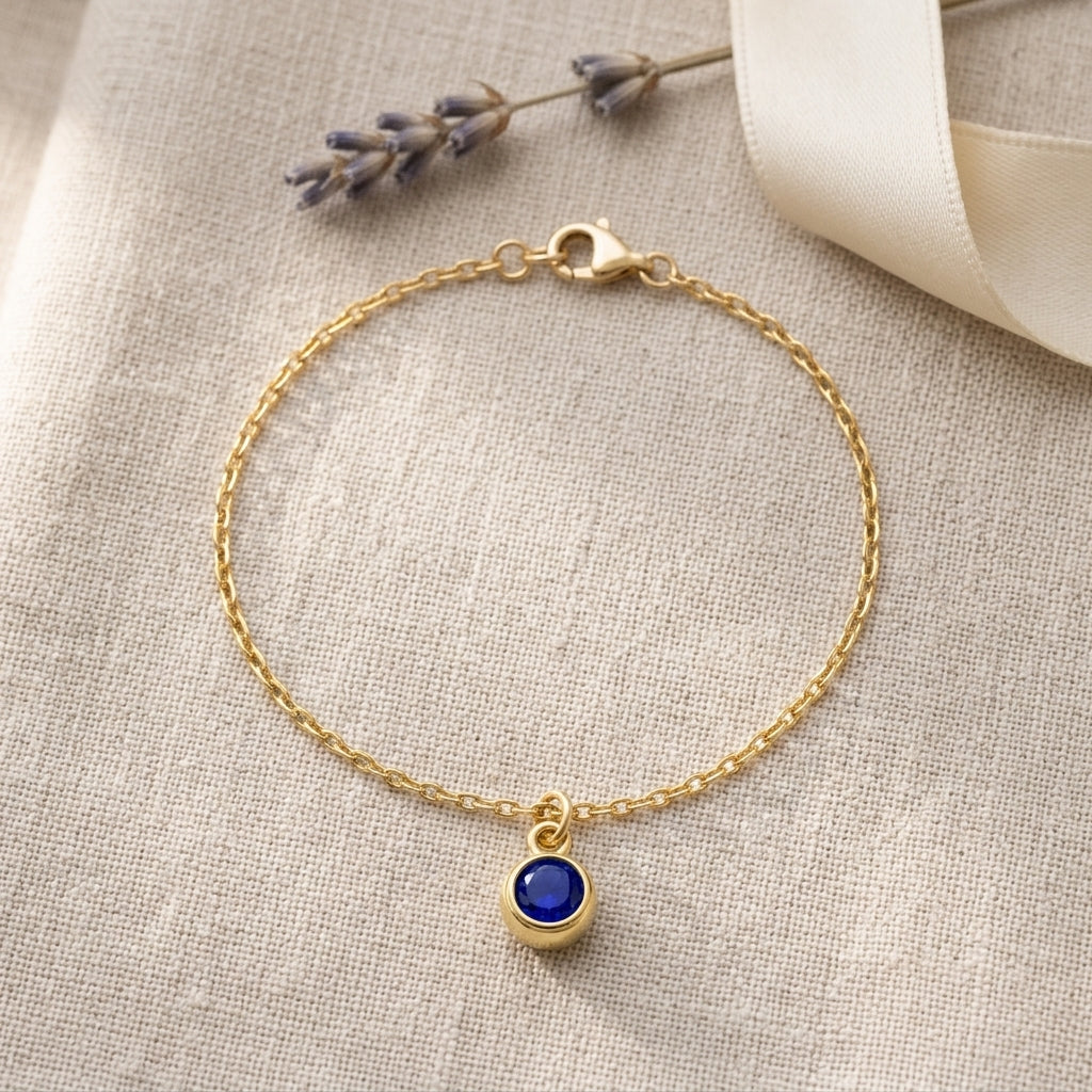 September Birthstone Bracelet | Sapphire, Gold & Silver