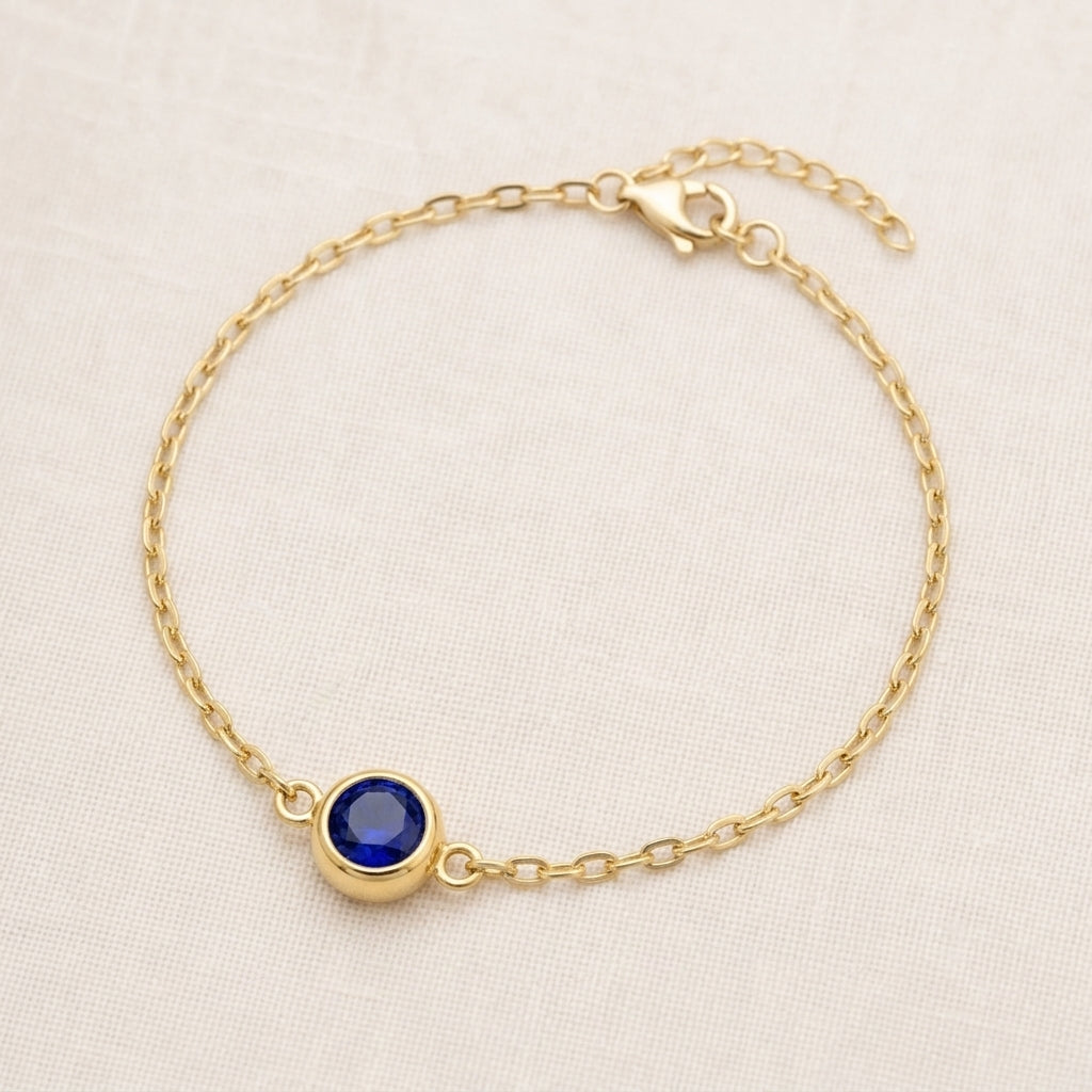 September Birthstone Bracelet | Sapphire, Gold & Silver