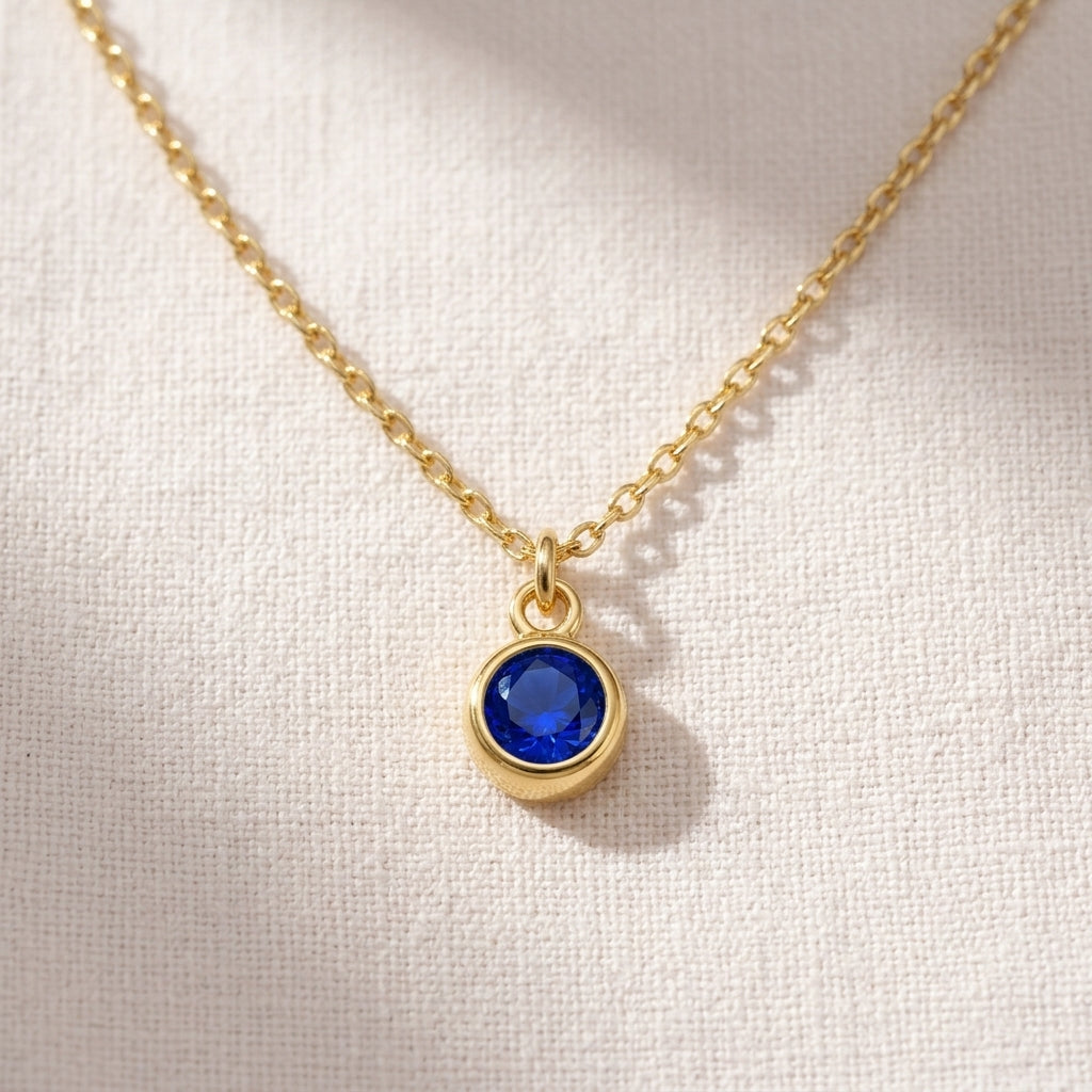 September Birthstone Necklace | Sapphire, Gold & Silver