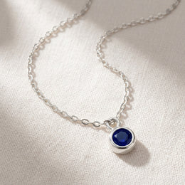 September Birthstone Necklace | Sapphire, Gold & Silver