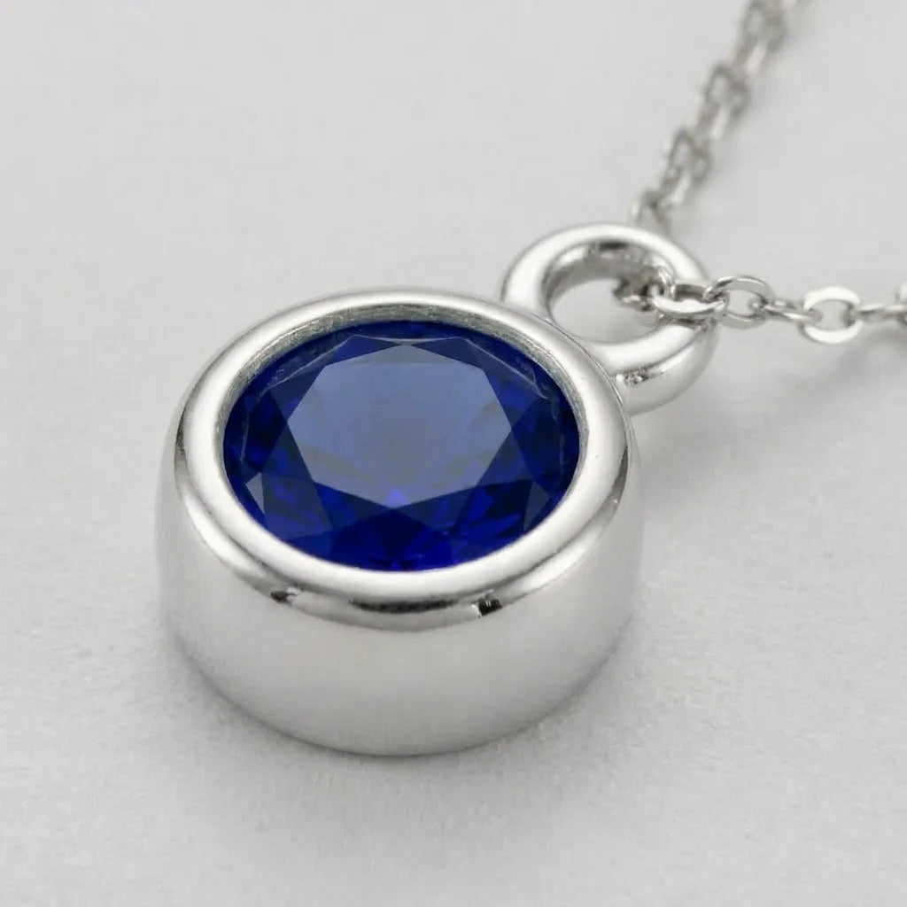 September Birthstone Necklace | Sapphire, Gold & Silver