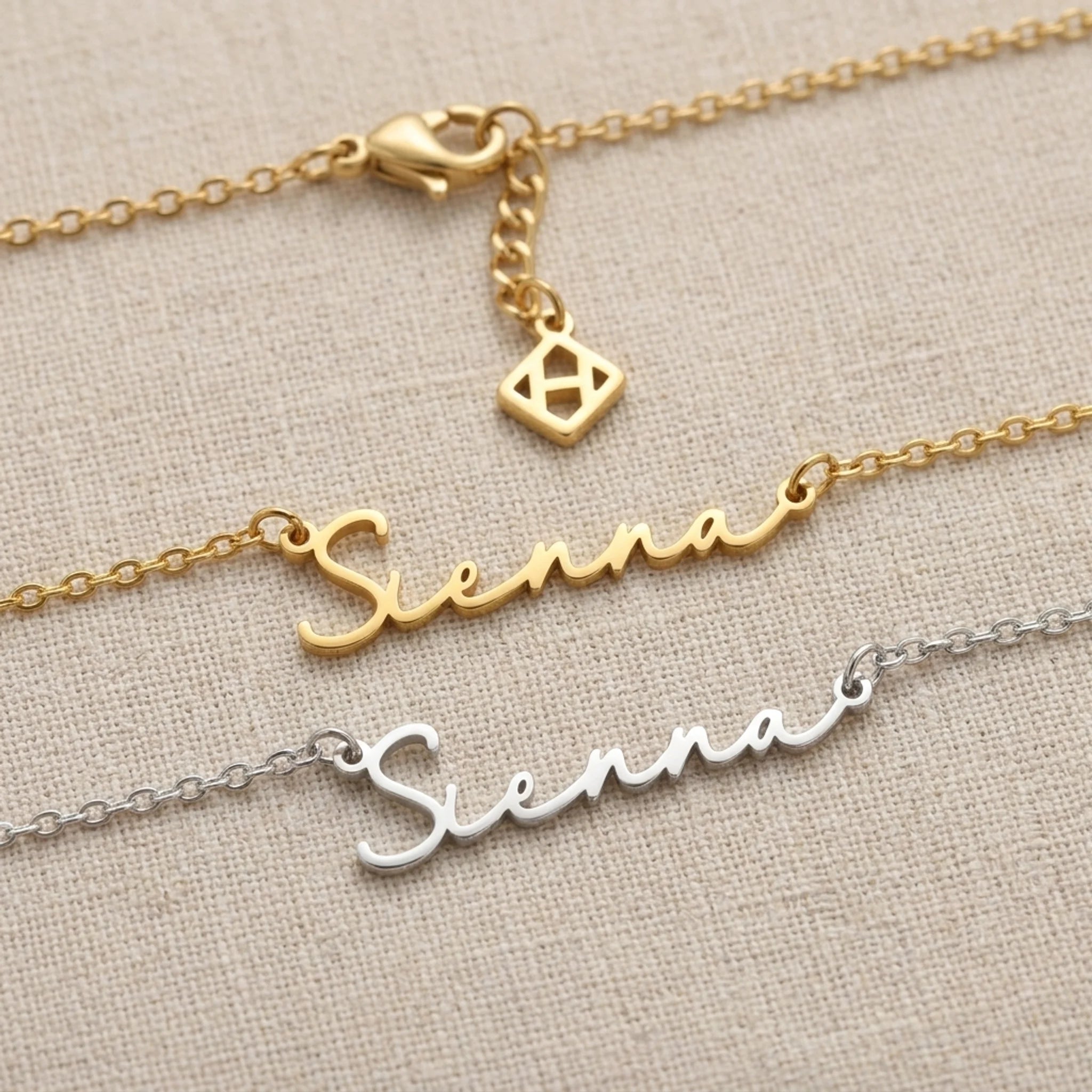 Sienna Name Necklace | 18ct Gold, Silver & Vermeil | Ready to Ship
