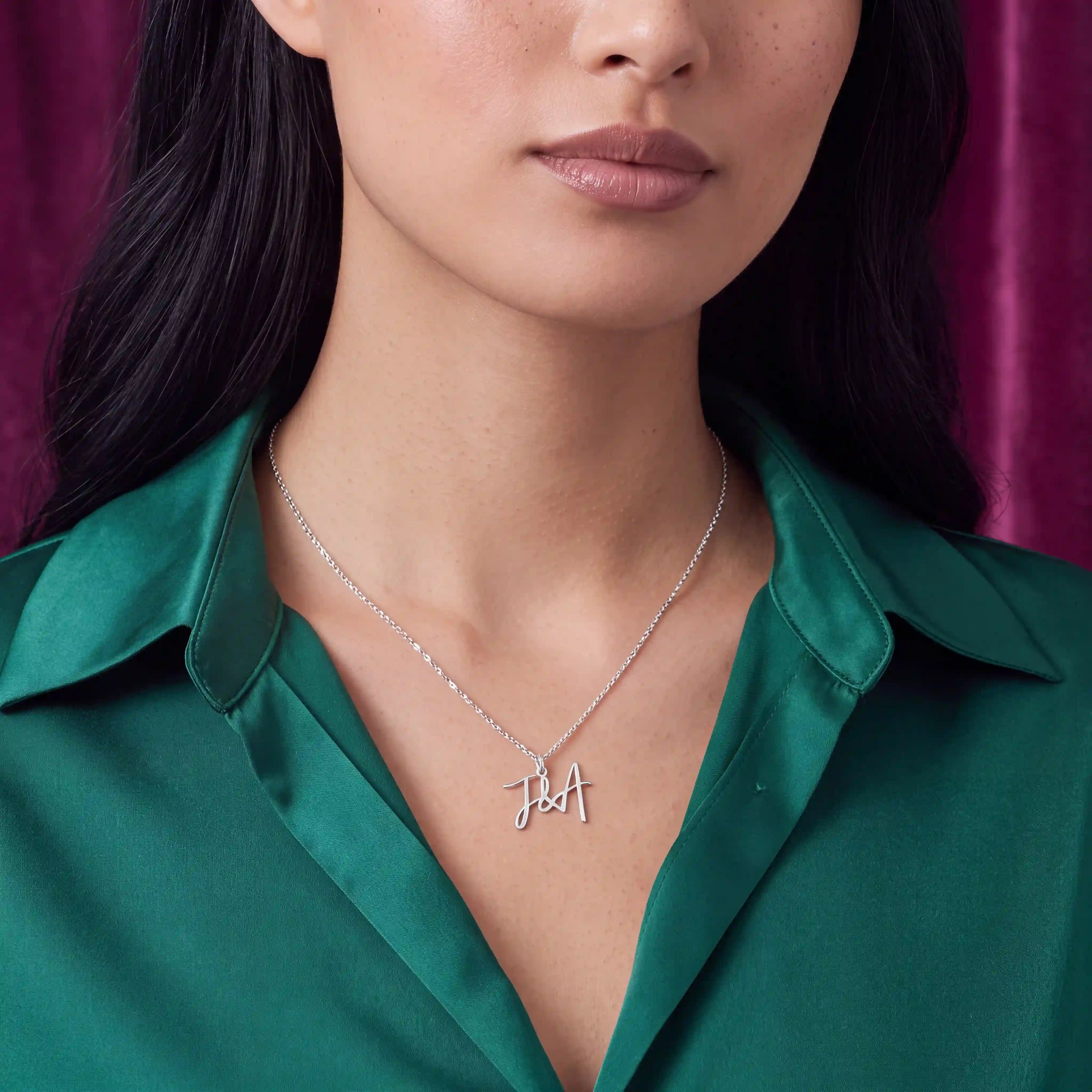 Personalised Double Initial Necklace with Ampersand – Gold & Silver