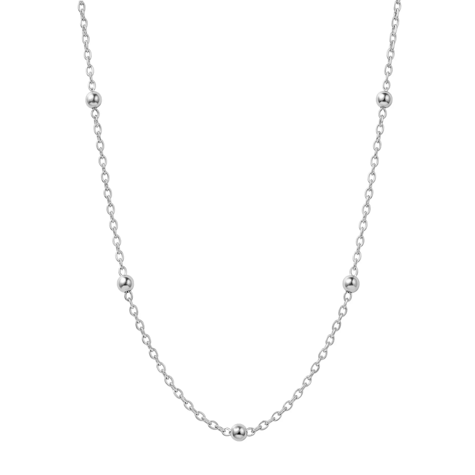 Satellite Ball Curb Chain in 18ct Gold or Sterling Silver – Fine Layering Chain 14" to 20"