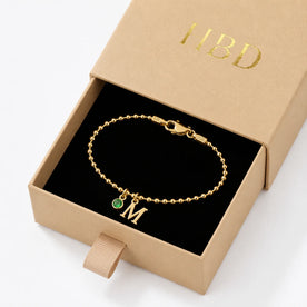 Personalised Single Initial & Birthstone Bracelet in 18ct Gold & Sterling Silver