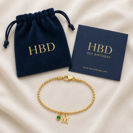 Personalised Single Initial & Birthstone Bracelet in 18ct Gold & Sterling Silver