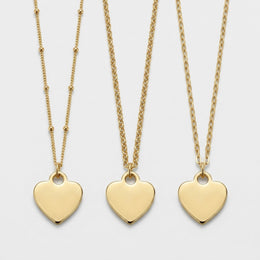 Solid Heart Charm Necklace & Bracelet