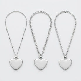 Solid Heart Charm Necklace & Bracelet