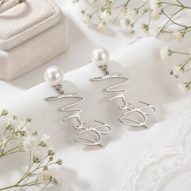 18ct Personalized Mrs Earrings - Elegant 18k Gold or Silver