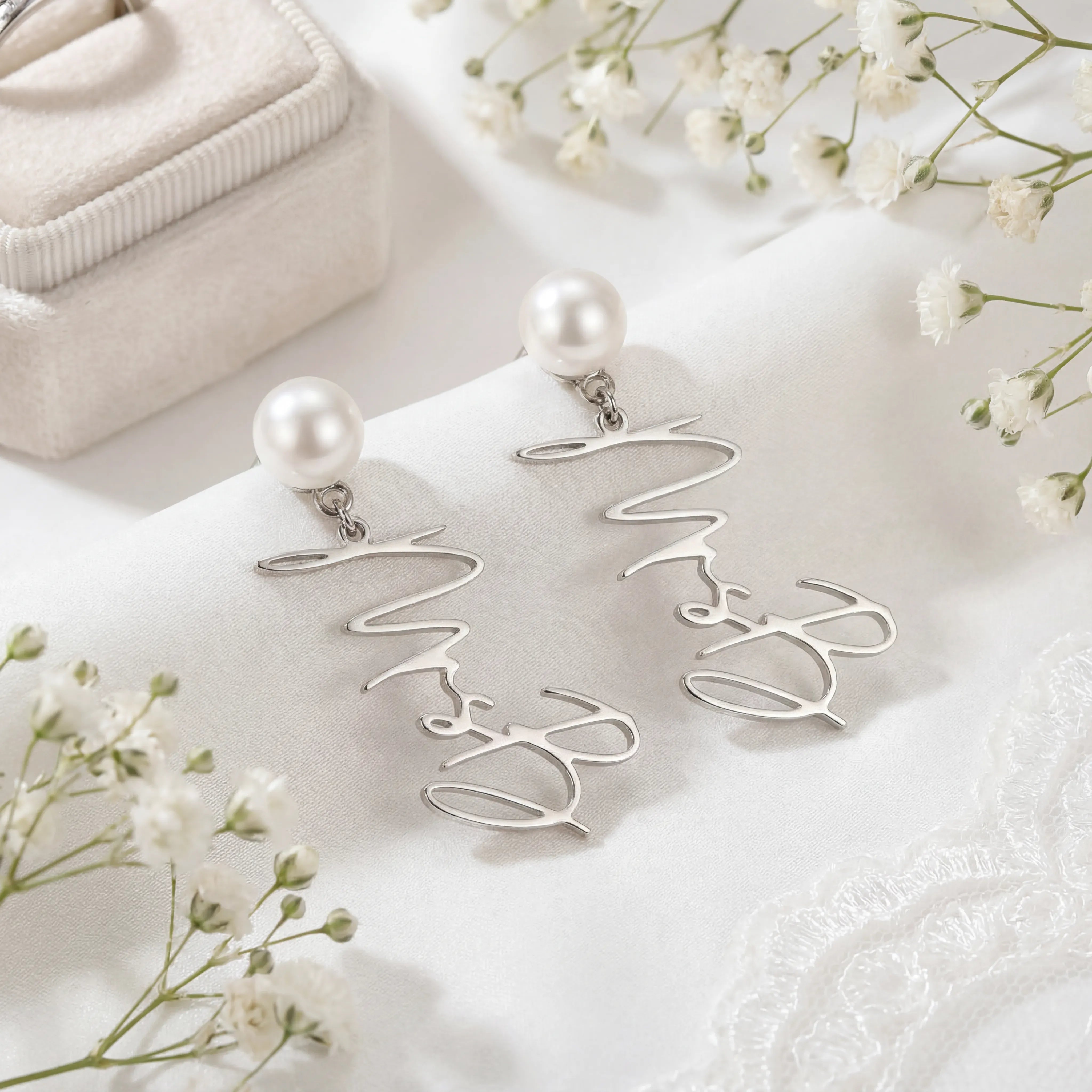 Earrings Solid Silver Personalised Mrs Earrings HBD
