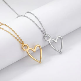 Kids Heart Necklace in Gold or Silver – Dainty Open Heart Pendant – 12"–16"