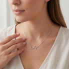 Necklace Solid Silver / Style 1 / 18" Inches Personalised Name & Heart Necklace HBD