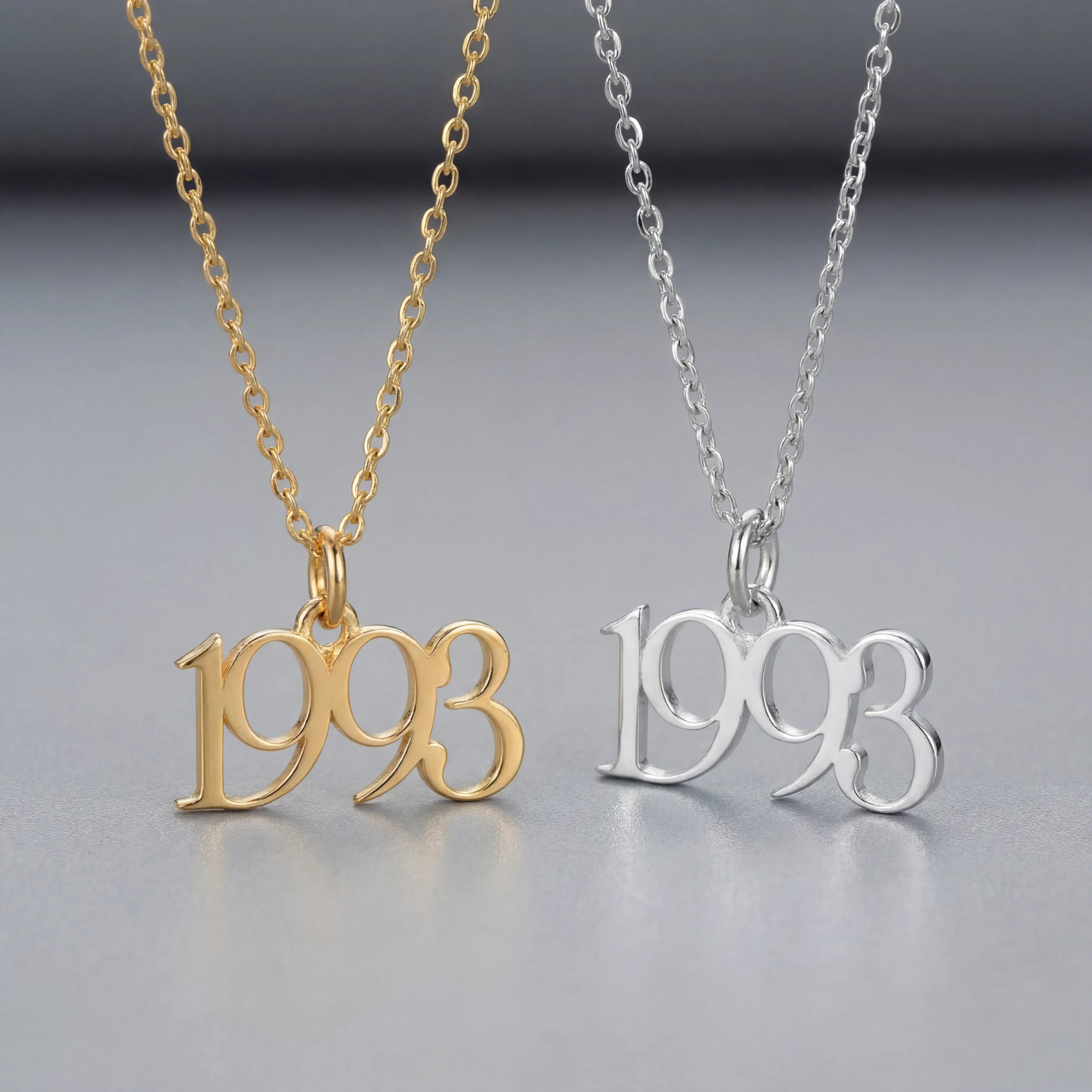 Necklace Solid Silver / Style 1 / 18" Inches Personalised Year Of Birth Necklace HBD