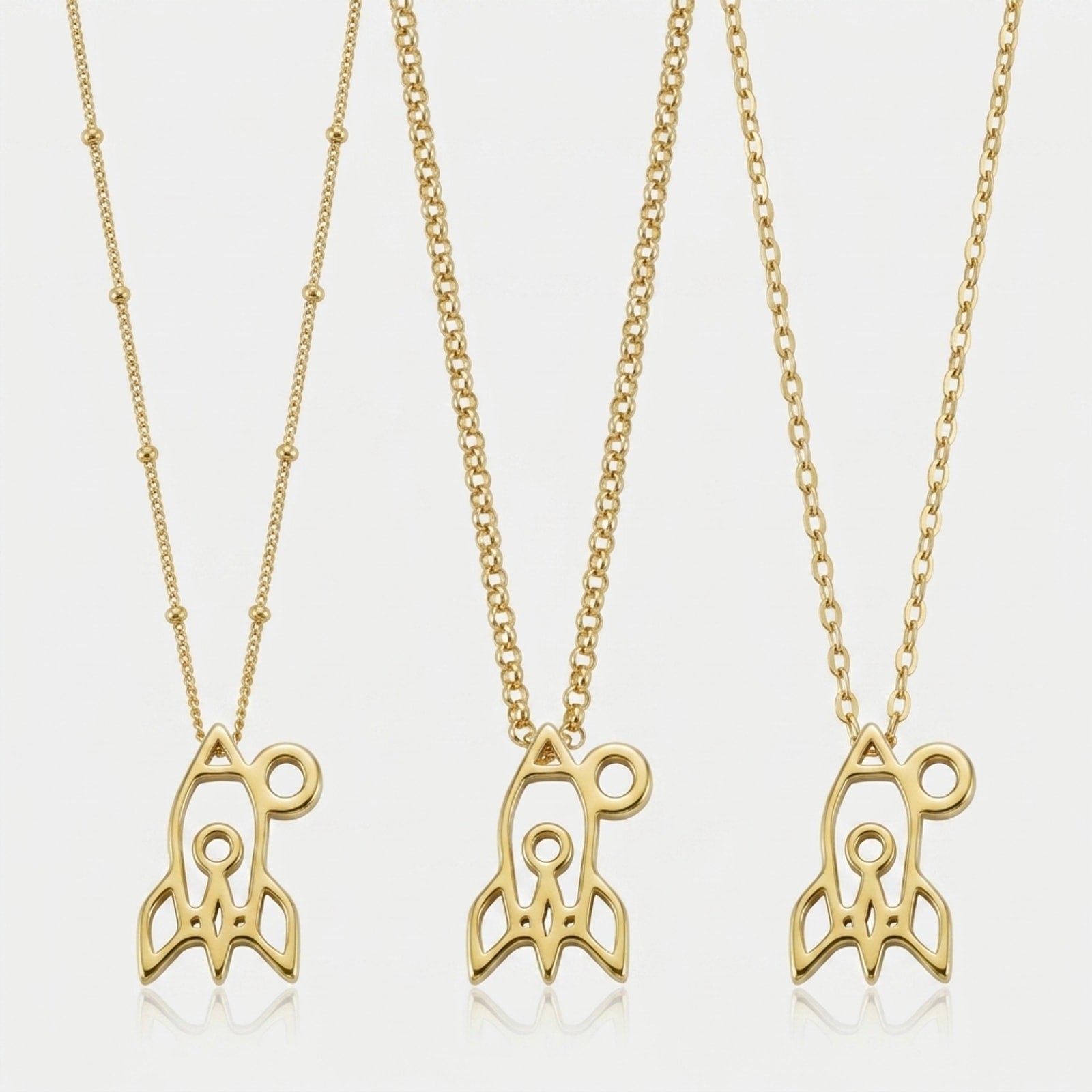 Space Rocket Charm Necklace & Bracelet