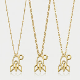 Space Rocket Charm Necklace & Bracelet