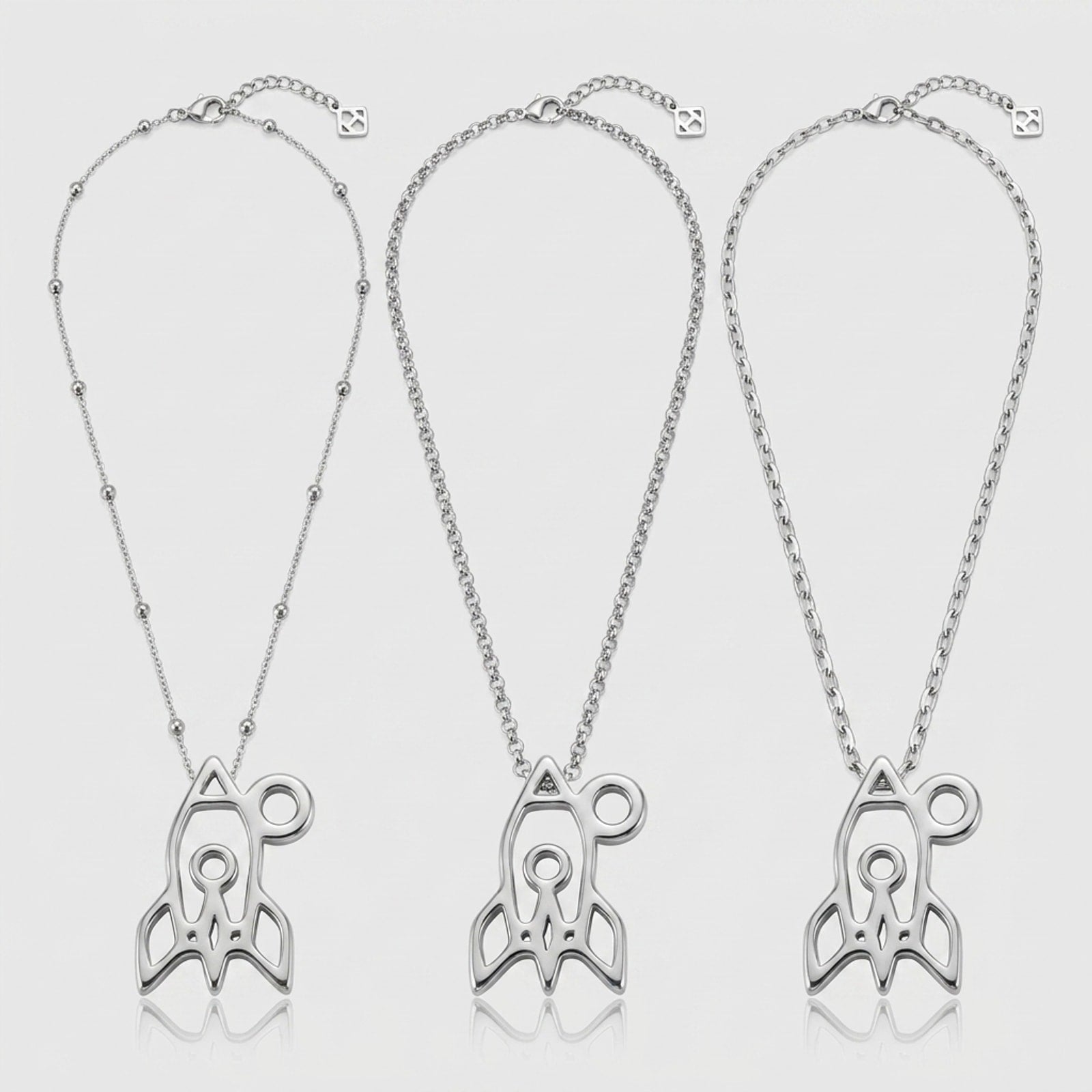 Space Rocket Charm Necklace & Bracelet