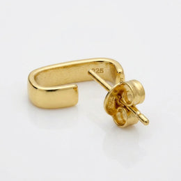 Square J Hoop Earrings in Gold or Silver – Minimalist Stud Hoops