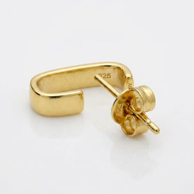 Square J Hoop Earrings in Gold or Silver – Minimalist Stud Hoops