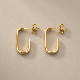 Square J Hoop Earrings in Gold or Silver – Minimalist Stud Hoops